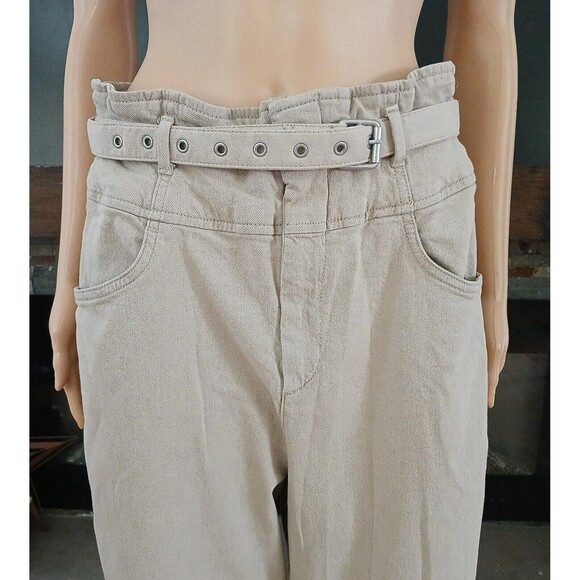 The Gap Paper Bag Waist High Rise Khaki Belted Women's 14/18 Comfy Casual Pants - Picture 5 of 9